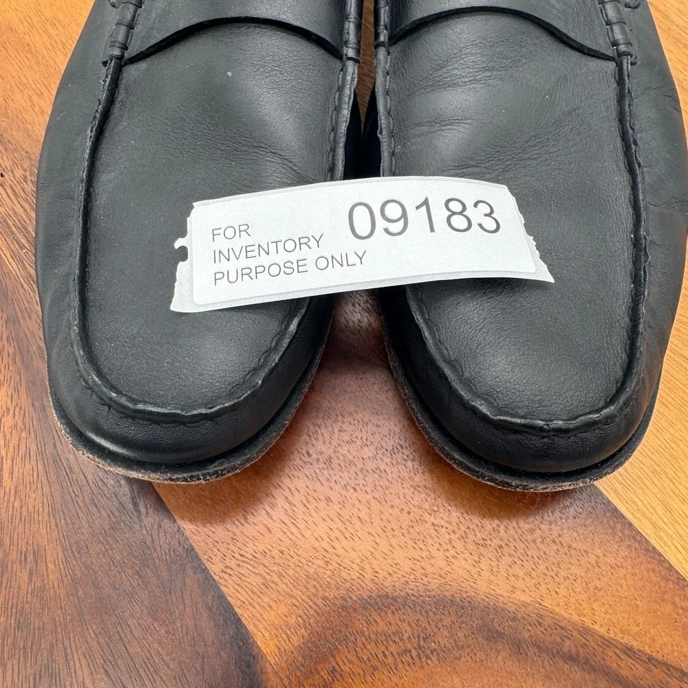 Santoni Turner Black Leather Penny Loafers Mens 12 Made In Italy Casual Dress